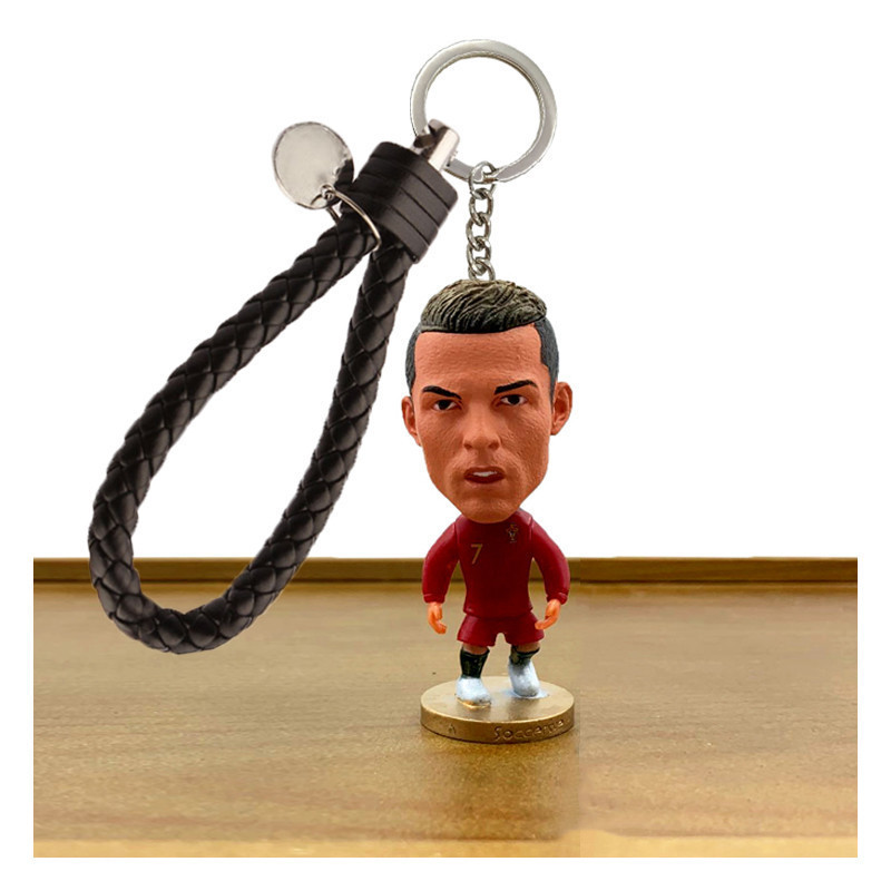 Factory wholesale hot doll keychain Messi C-Ronaldo Kylian Mbappe Kylian Mbappe 3D soccer star keychain