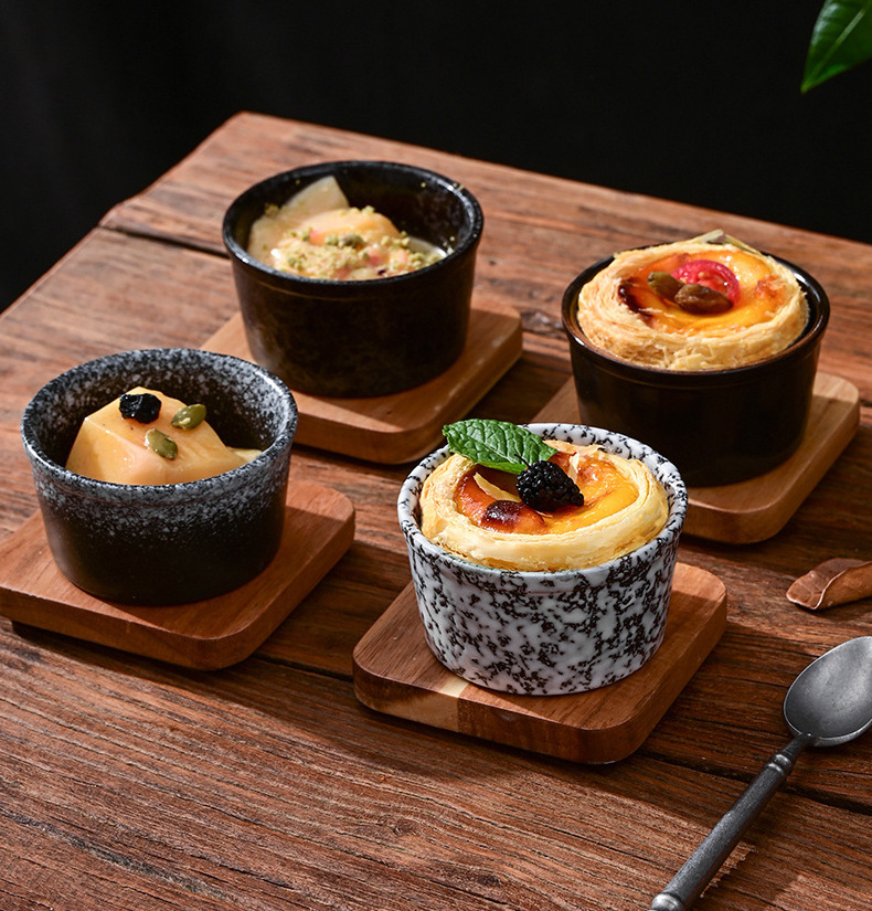 Ceramic Ramekin Set 100ml Creme Brulee Ramekins Souffle Oven Proof Dish Japandi Baking Bowls Baked Pudding Cups