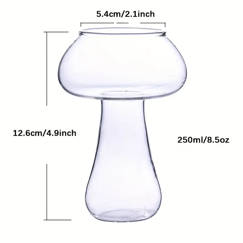 Creative Mushroom Shaped Cocktail Drinks Glass Cup Clear 250ml Wine Glasses for Party Novelty Drinking for KTV Bar Club