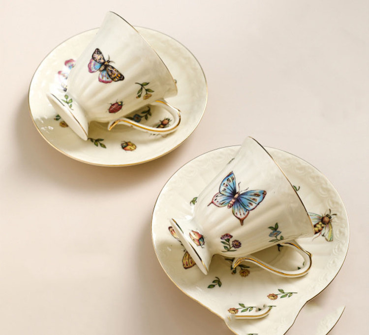 French vintage cup and saucer set restaurant afternoon tea coffee cup English household style ceramic cup teapot set