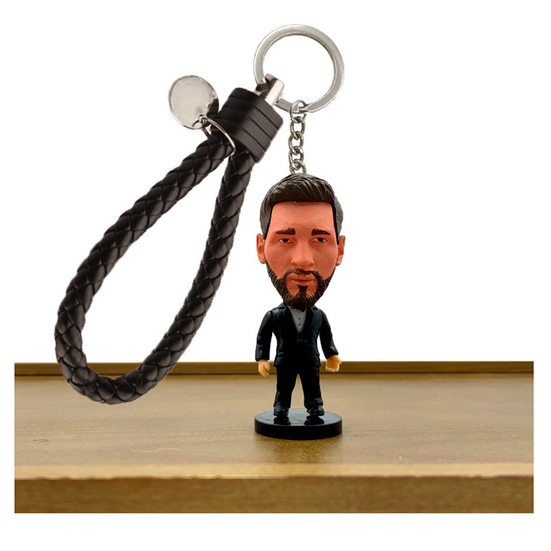 Factory wholesale hot doll keychain Messi C-Ronaldo Kylian Mbappe Kylian Mbappe 3D soccer star keychain