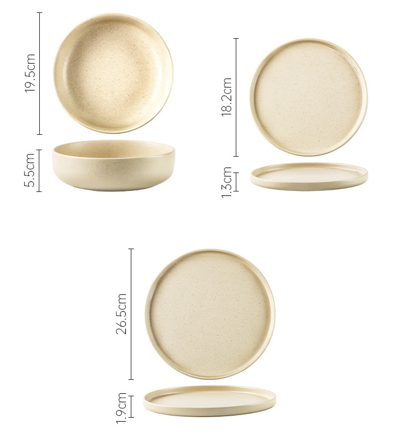 Catering hotel ceramic dinner plate customized LOGO beige 7/10.5c inch porcelain round plate ceramic dinner plate