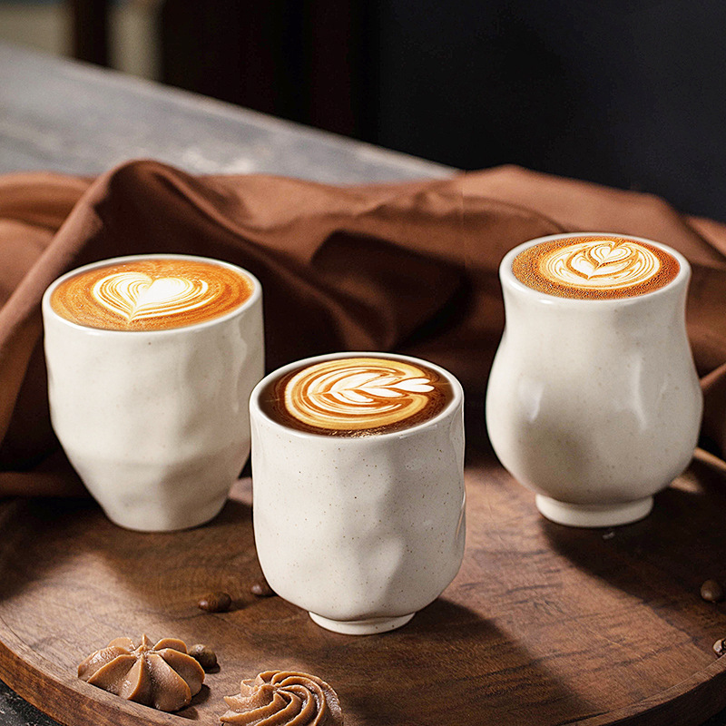 Hot Selling  retro Handmade ceramic  latte cup creative metal spotted espresso cups Pottery Water Cup