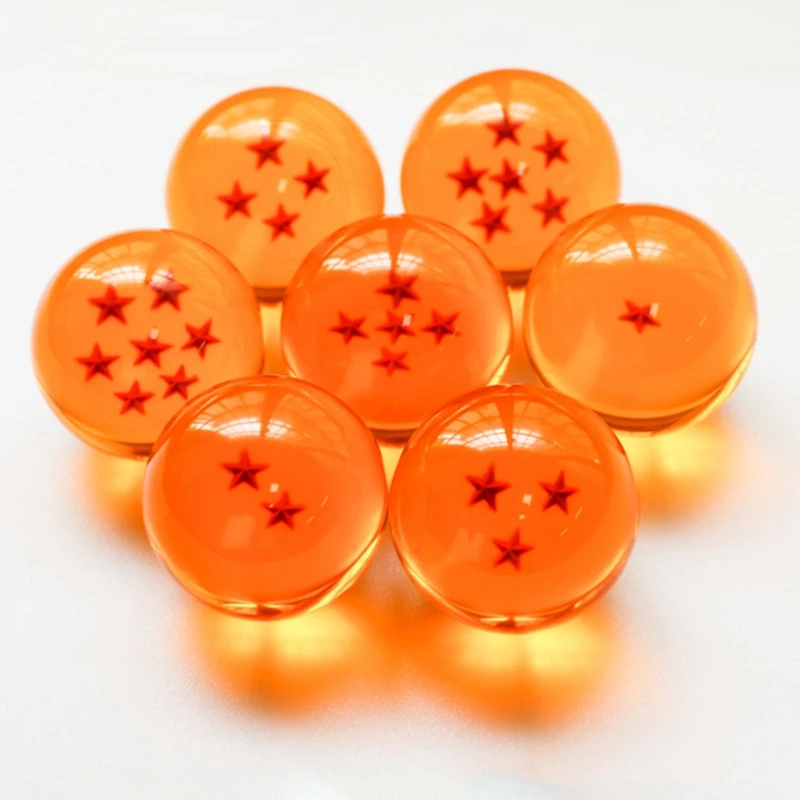 7pcs/set Popular Dragon Anime Figure Crystal Balls 4.3cm Diameter Shenron DBZ PVC Figures Resin Balls Toys Collection Model Gift