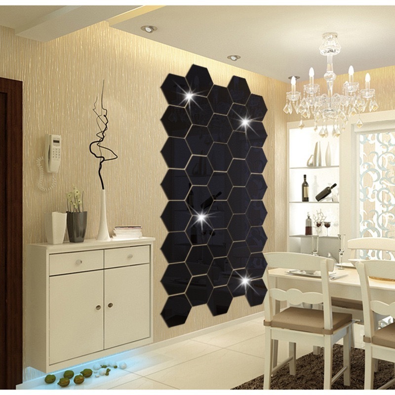 High Quality Popular Hexagon Mirror Wall Sticker Mirror Sheet Decals 126*110*63mm Wall Sticker Living Room Bedroom