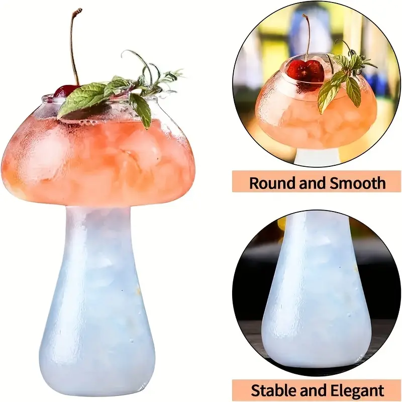 Creative Mushroom Shaped Cocktail Drinks Glass Cup Clear 250ml Wine Glasses for Party Novelty Drinking for KTV Bar Club