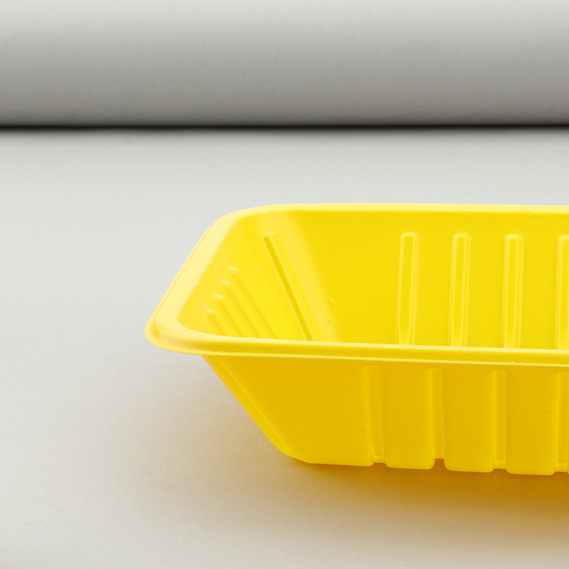 Yellow Disposable Plastic Pulp Frozen Food Tray For Meat Packaging