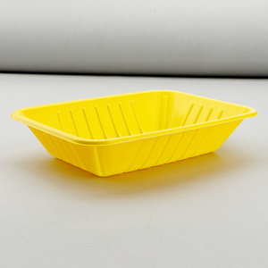 Yellow Disposable Plastic Pulp Frozen Food Tray For Meat Packaging