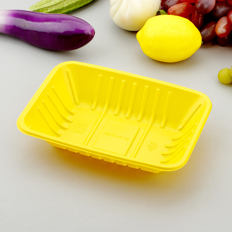 Yellow Disposable Plastic Pulp Frozen Food Tray For Meat Packaging