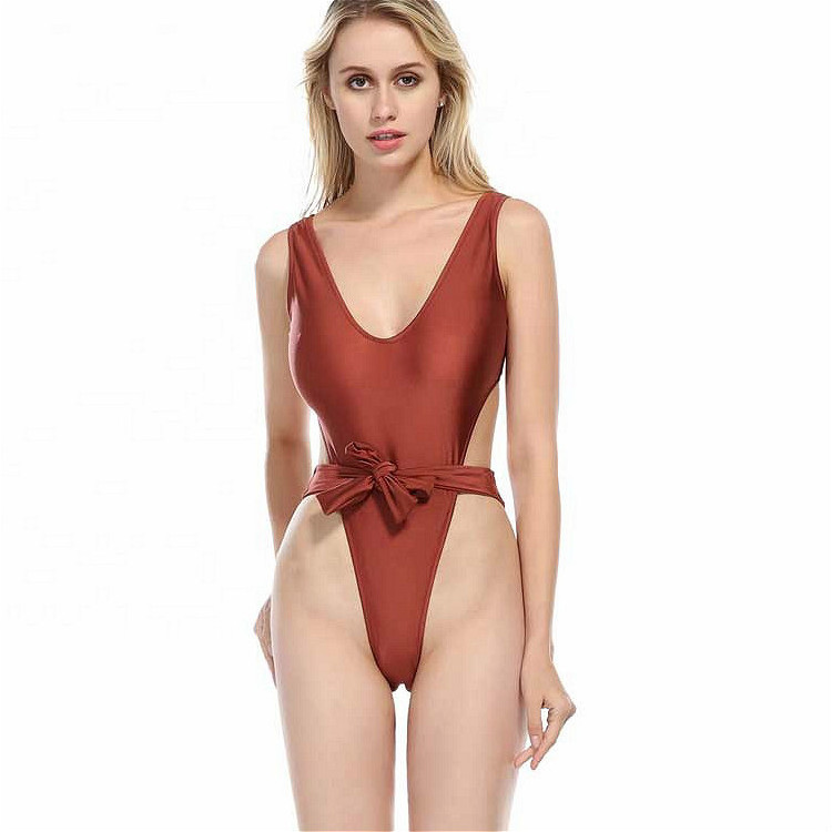 Factory Direct Sale Hot Sale Swimsuit Mature Women Sexy Front Tie High Cut Brazilian Swimwear & Beachwear