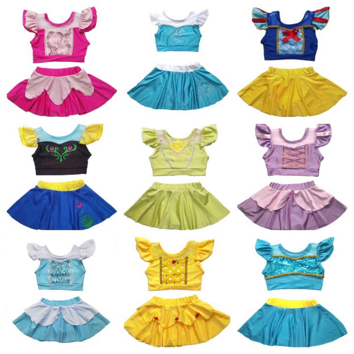 Wholesale Logo Custom Princess Beachwear One Piece Cut Out Children Bathing Suit, Elsa Anna Baby Girls Bikini Kids Swimwear 2024