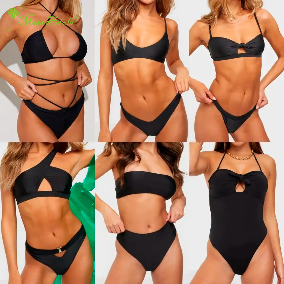 OEM/ODM Custom Recycled Wholesale Women New Designer High Cut Triangle Bikinis Split Swimsuit Sexy Bikinis Fitness Swimwear 2024