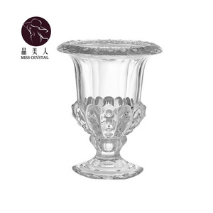 Europe Style Wind Lamp Goblet Glass Crystal Wedding Flower Arrangement Vase Transparent Decorative Ornament Vase