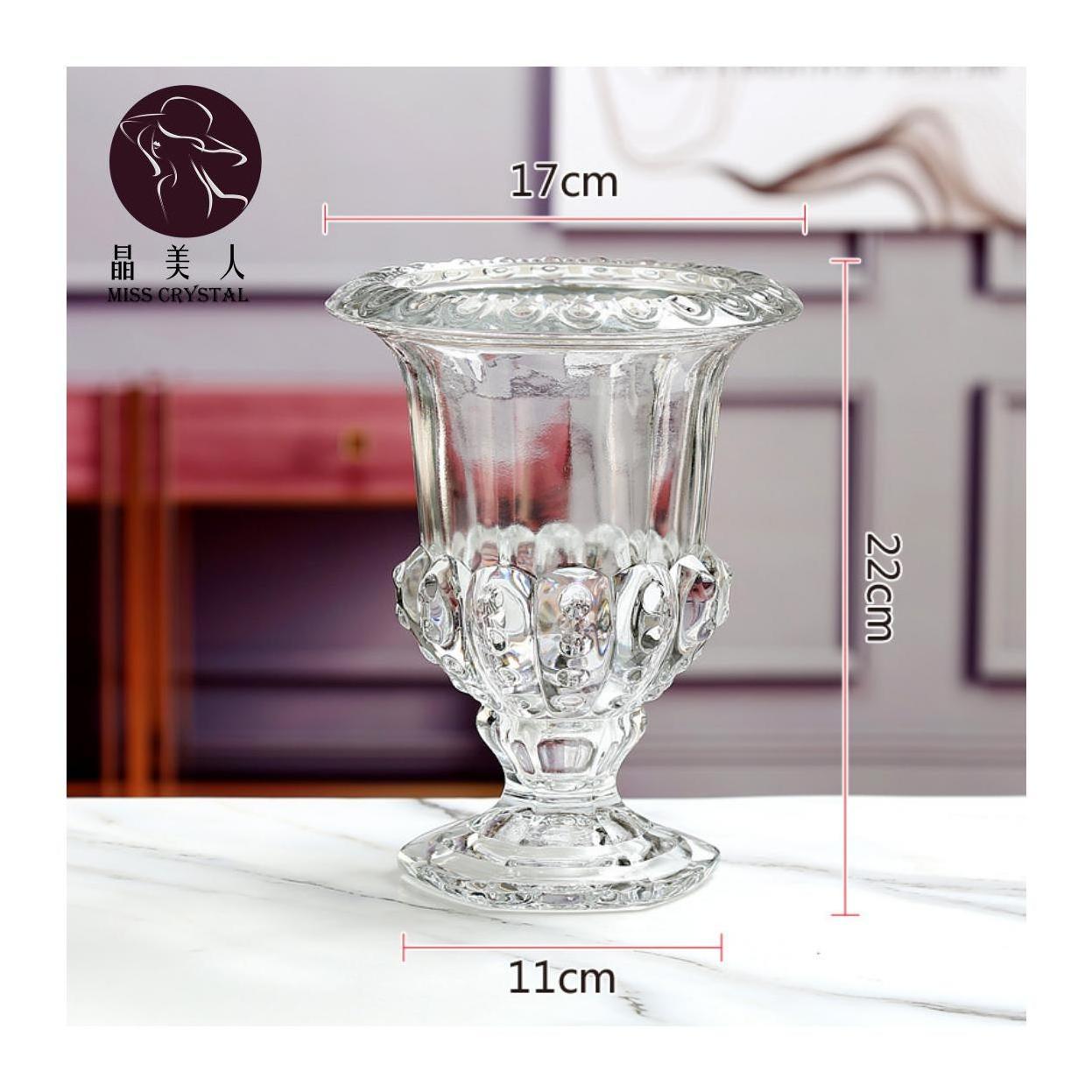 Europe Style Wind Lamp Goblet Glass Crystal Wedding Flower Arrangement Vase Transparent Decorative Ornament Vase