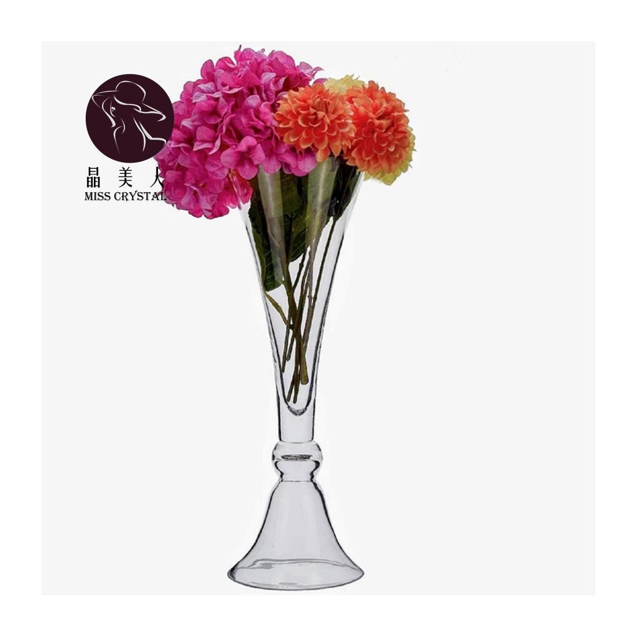 Tall Reversible Clear Trumpet Glass vases for Wedding Table Centerpieces