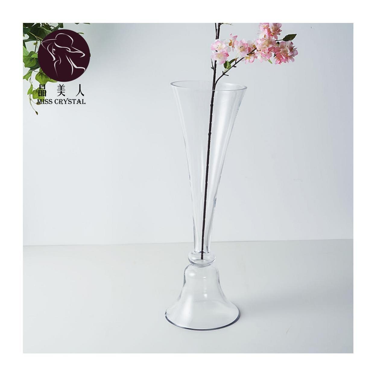 Tall Reversible Clear Trumpet Glass vases for Wedding Table Centerpieces