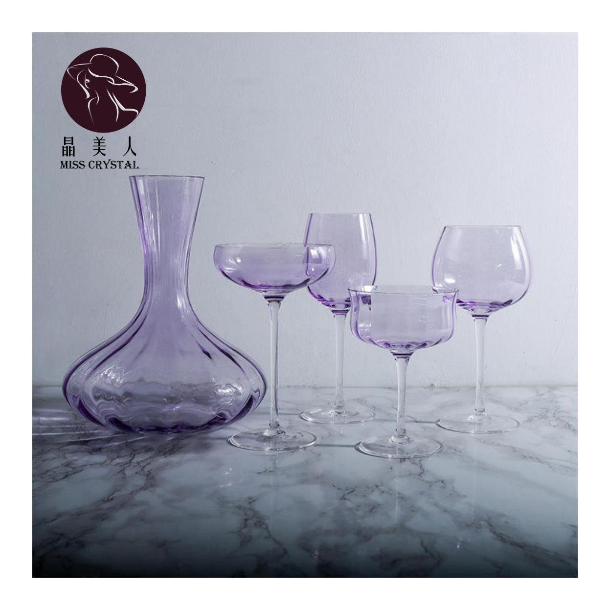 European Style England New Purple Color Apple Wine Champagne Cocktail Ice Cream Cup and Decanter Crystal Glass