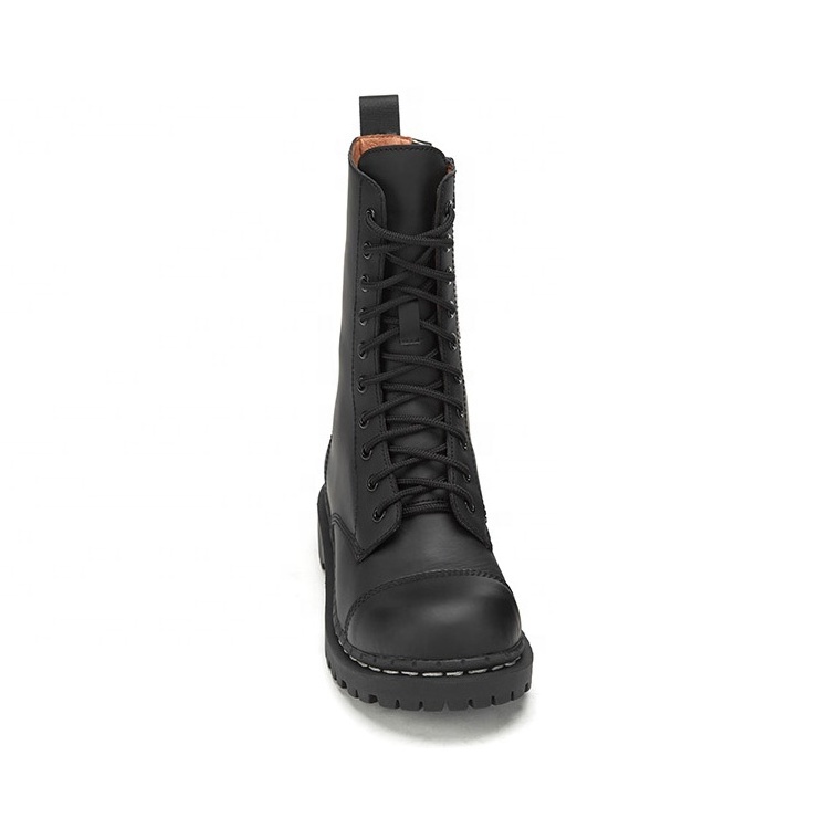 New autumn and winter black genuine leather rock  round-toe zipper low-heel knight jc boots