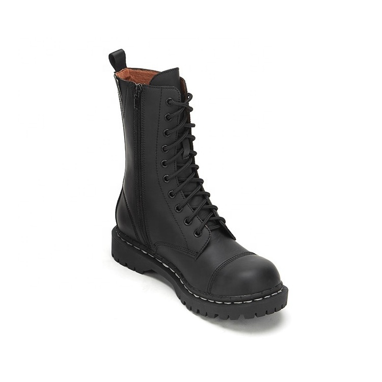 New autumn and winter black genuine leather rock  round-toe zipper low-heel knight jc boots