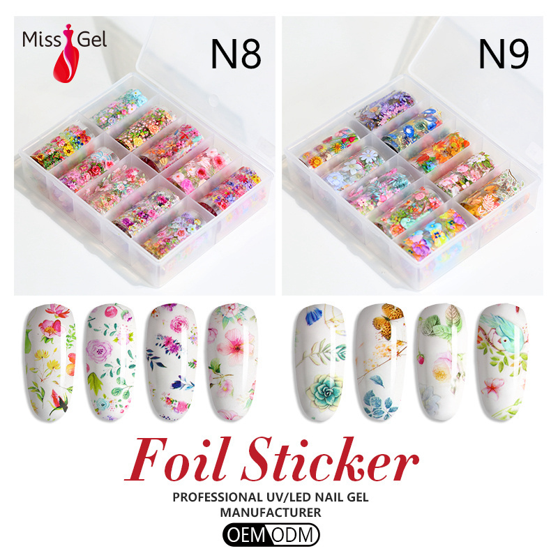 Nail Supply Wholesale Custom Private Label Luxury Summer Kids 3D 5D Flower Art Gel Polish Nail Stickers