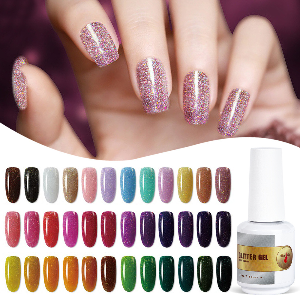 Disco Reflective Gel 15ml Custom Logo Very Good Glitter Vernis Gel Polish Semipermanente UV Nail Gel