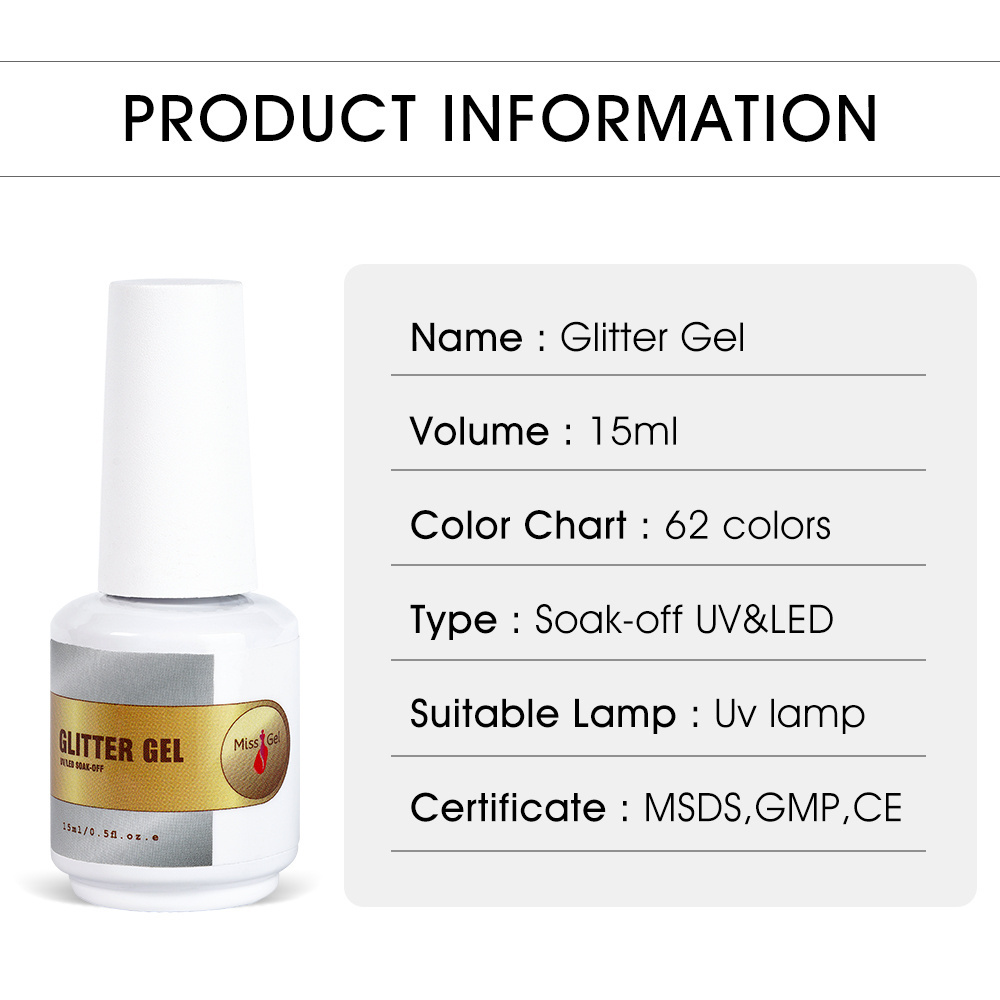 Reflective Gel Oem Custom Logo Colors Organic Soak Off Hema Free Glitter UV Gel Polish