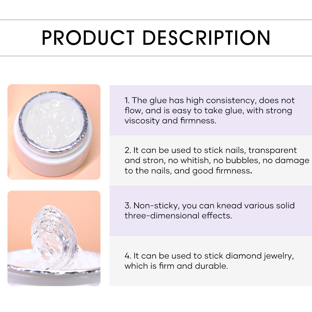 Solid Press On Nail Glue Pink Wholesale Custom Private Label Nail Tips Glue Gel Fake Nail Glue