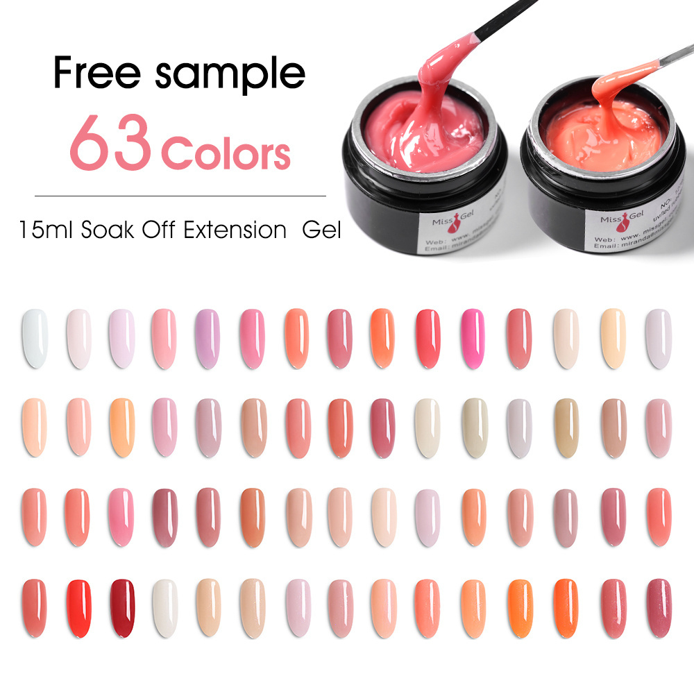 Missgel 63 Color Medium Acrylic Extension Solid Builder Hard Gel Nail Extension Gel Strengthen Poly Gel For Nail Extension