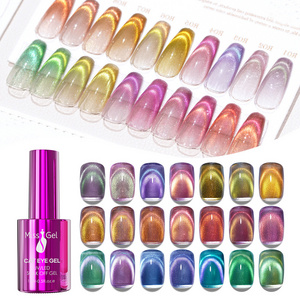 Missgel Custom Wholesale High Quality Cat Eye Nail Polish Gel free sample 15ml Sparkle 9D Double Light Magnetic Cat Eye Gel