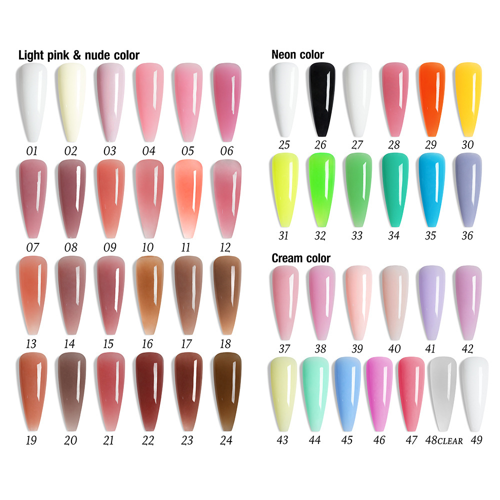 49 Solid Colors acrylic gel Polly Gel Wholesale Nail Supplies Custom Private Label UV Poligel Nail Extension Poly Acrylic Gel