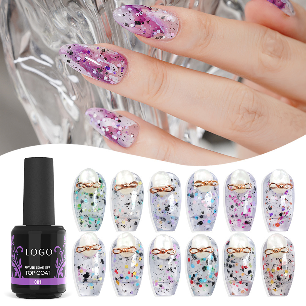 Missgel Hot Sale Glitter Top Coat Easy Soak Off UV Gel Polish long lasting Quail Egg Top Coat Gel Nail Polish Wholesale