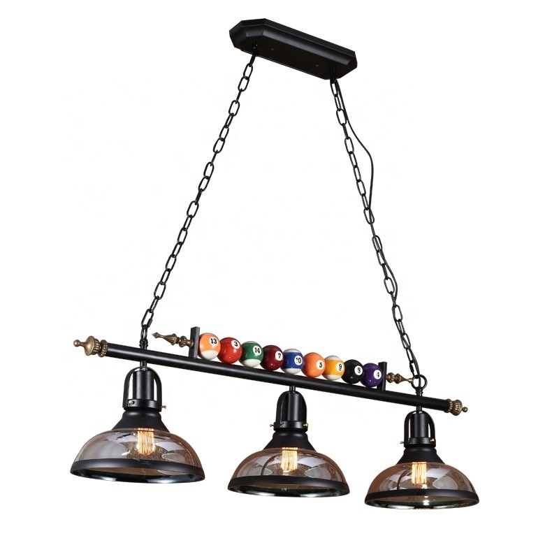 Vintage island hanging glass American style industrial retro loft Billiard chandelier table tennis pendant light for gaming room