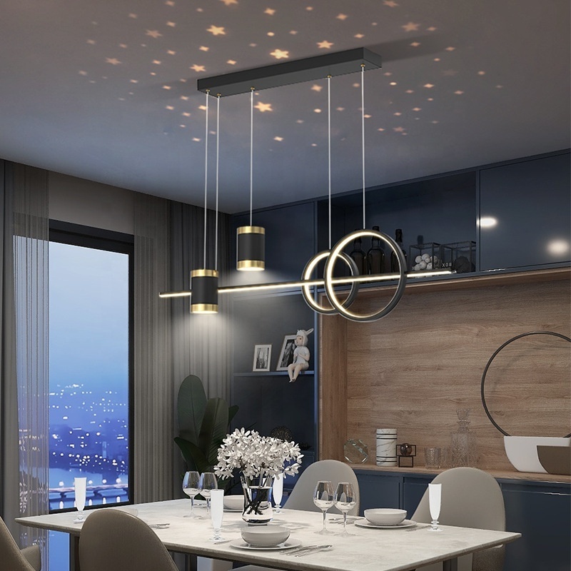 Kitchen Island Starry sky Living Room Aluminum Chandelier Modern Nordic Golden Black Silicone Led Pendant Lights