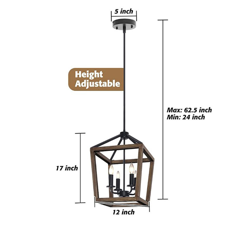 American Vintage 4 lights Rustic farmhouse lamp Iron lantern chandelier pendant light for kitchen