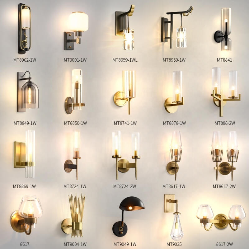 High Quality Postmodern Indoor Glass Cover Copper Hotel Brass Bedside Light Wall Mounted Sconces Lights Lamp For Home Bedroom