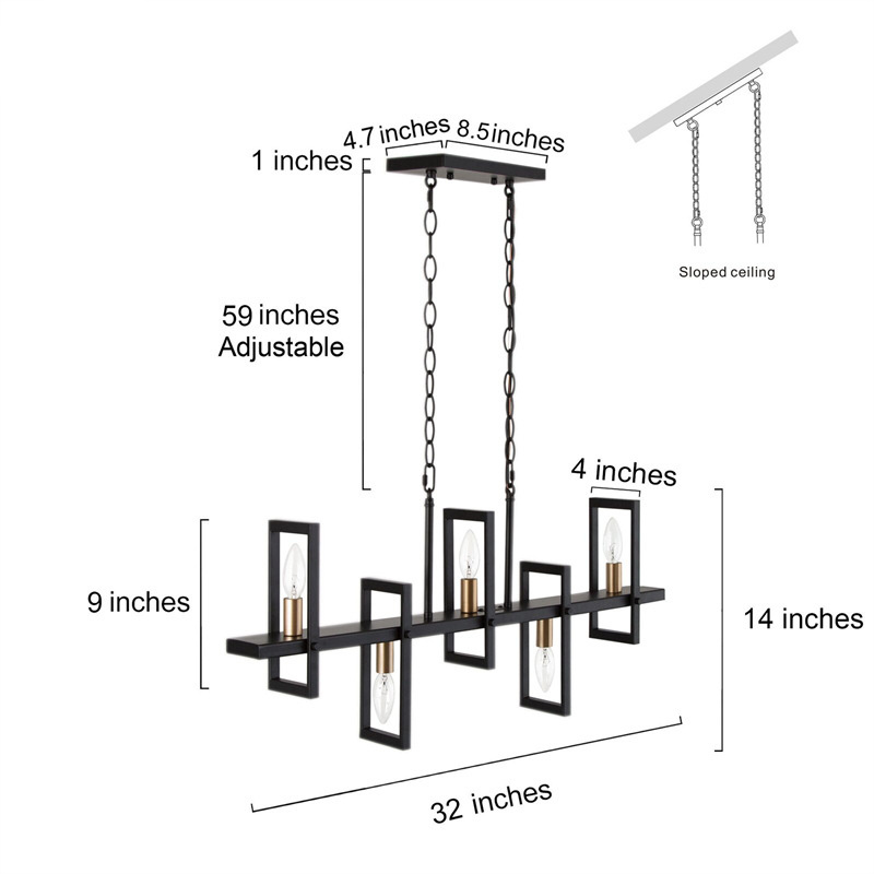 Ceiling light New design modern black  iron rectangle indoor living room for LED ceiling lights