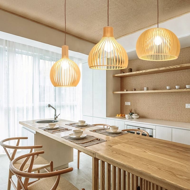 Creative Bird Cage dining farmhouse led modern nordic Bamboo Chandelier pendant light