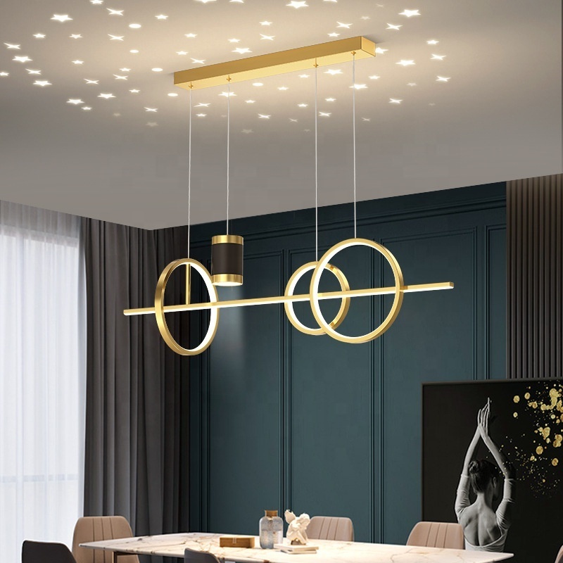 Kitchen Island Starry sky Living Room Aluminum Chandelier Modern Nordic Golden Black Silicone Led Pendant Lights