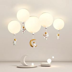 2022 boys Children star planet moon astronaut balloon spaceman kids Chandelier ceiling light for kids bedroom