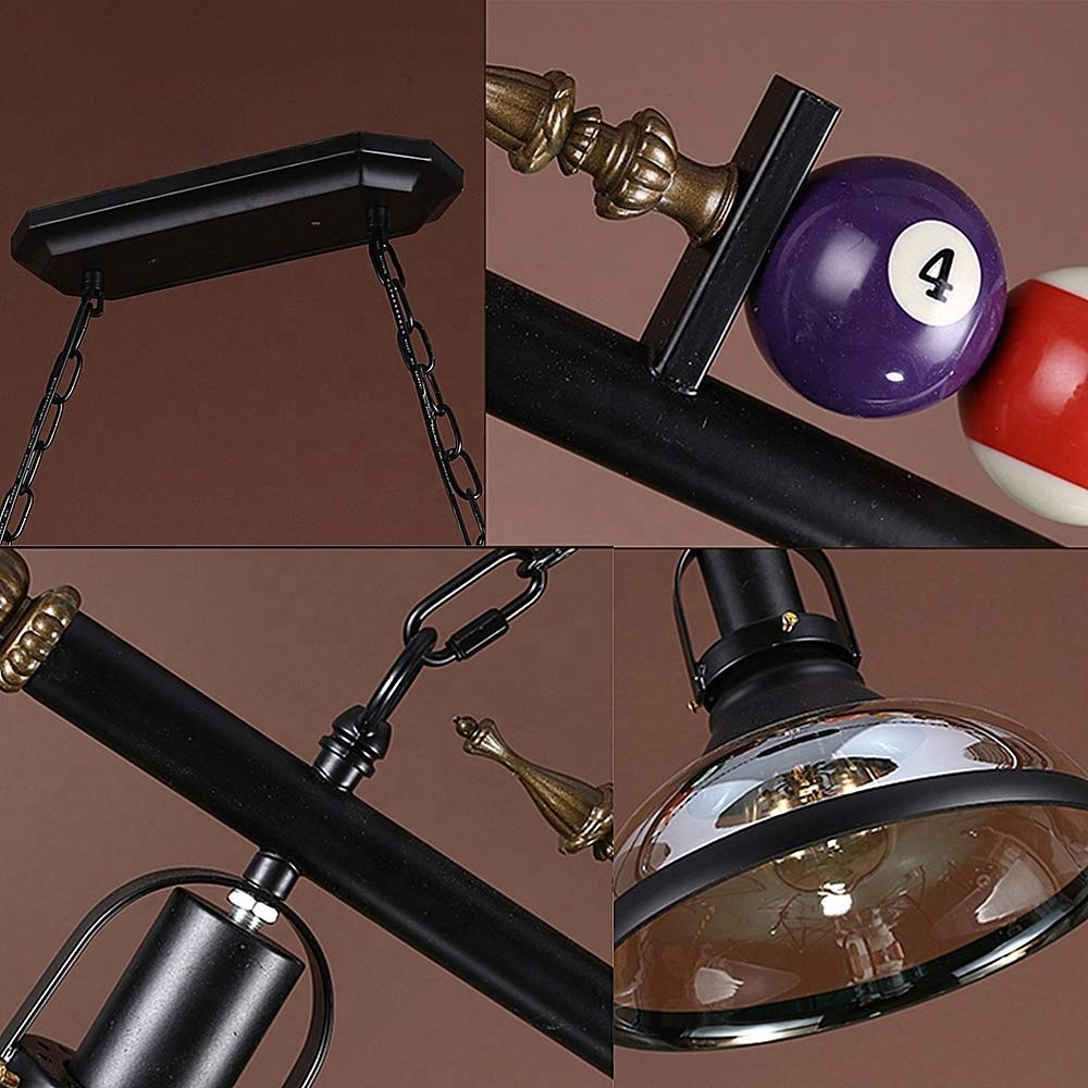 Vintage island hanging glass American style industrial retro loft Billiard chandelier table tennis pendant light for gaming room