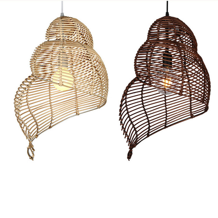 Nordic Rattan Lampshade Conch Chandelier Bamboo Pendant Light Wicker Lamp Woven Tropical For Living Room