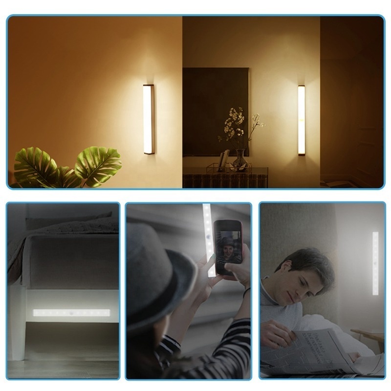 10 LEDs Wireless Closet Night Lighting 4* AAA Battery Table Cabinet Bookcase Lamp LED Motion Sensor Light