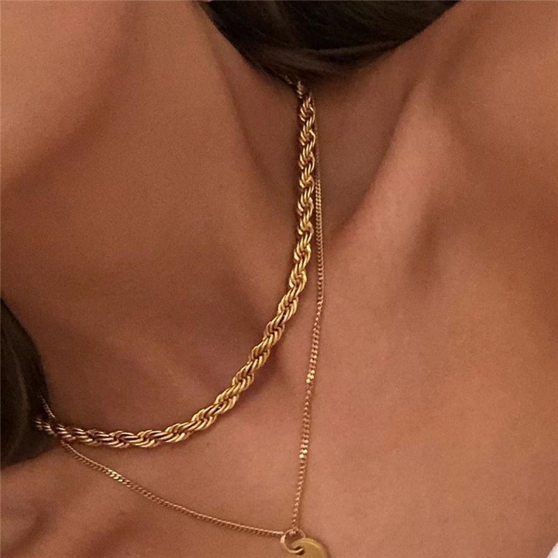 Best Sale custom logo 14k 18k gold plated stainless steel fashion jewelry necklace rope chains