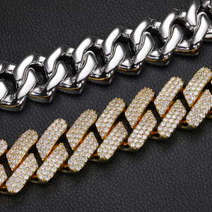 Iced Out Diamond Necklaces 30mm Prong Miami Cuban Link Chain For Men Icy Gold Plated Hip Hop Jewelry For Rapper