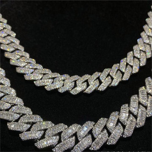 925 Sterling Silver Cuban Necklace Vvs Moissanite Diamond 14mm Link Chain Iced Out Cuban Link Chain Hip Hop Jewelry