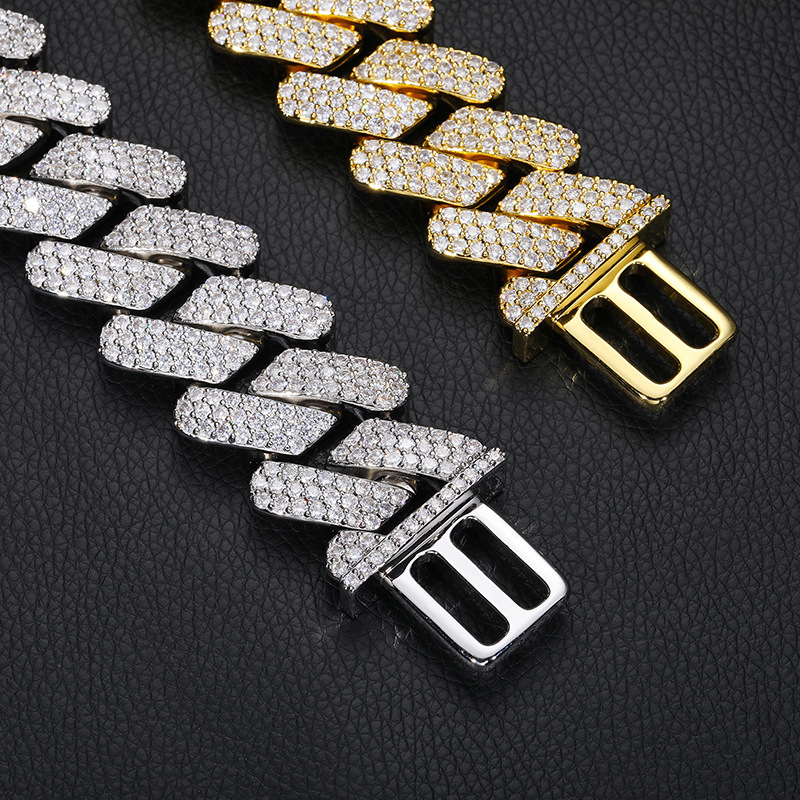 Iced Out Diamond Necklaces 30mm Prong Miami Cuban Link Chain For Men Icy Gold Plated Hip Hop Jewelry For Rapper