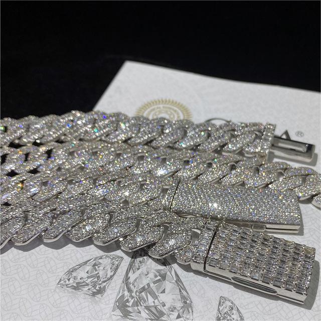 925 Sterling Silver Cuban Necklace Vvs Moissanite Diamond 14mm Link Chain Iced Out Cuban Link Chain Hip Hop Jewelry