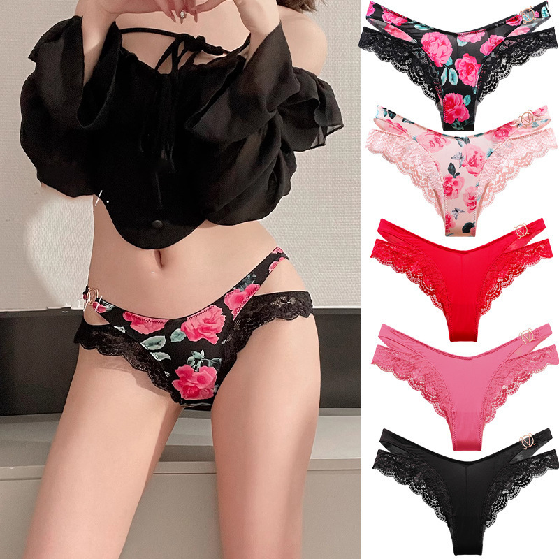 2024 new arrival Low-rise Female underwear with lace sexy G String Ladies  Seamless Womens Panties hot floral Thong