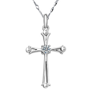 Cross cubic zirconia pendant 925 sterling silver jewelry pendant