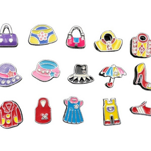 various color enamel lady bag hat shoes slide charms 8mm DIY slide charms for bracelets watch bands colorful slide charms